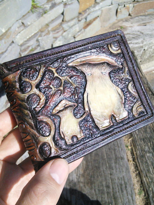 Mushroom People - Leather Bifold Wallet -