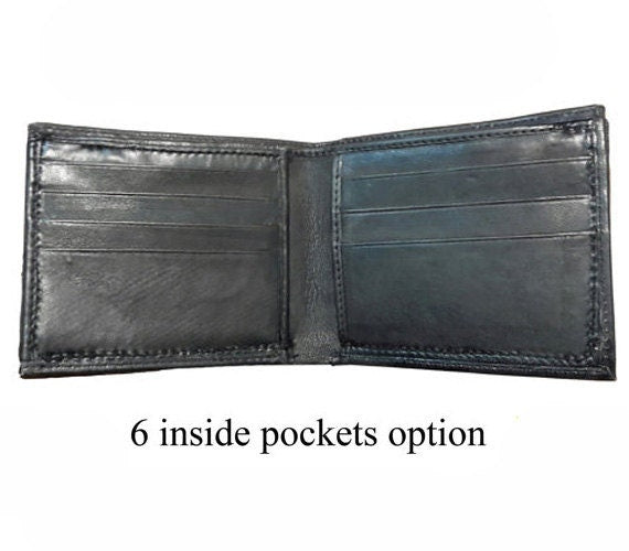 Ancient Chozo - blue- Leather Bifold Wallet - Handcrafted Wallet -