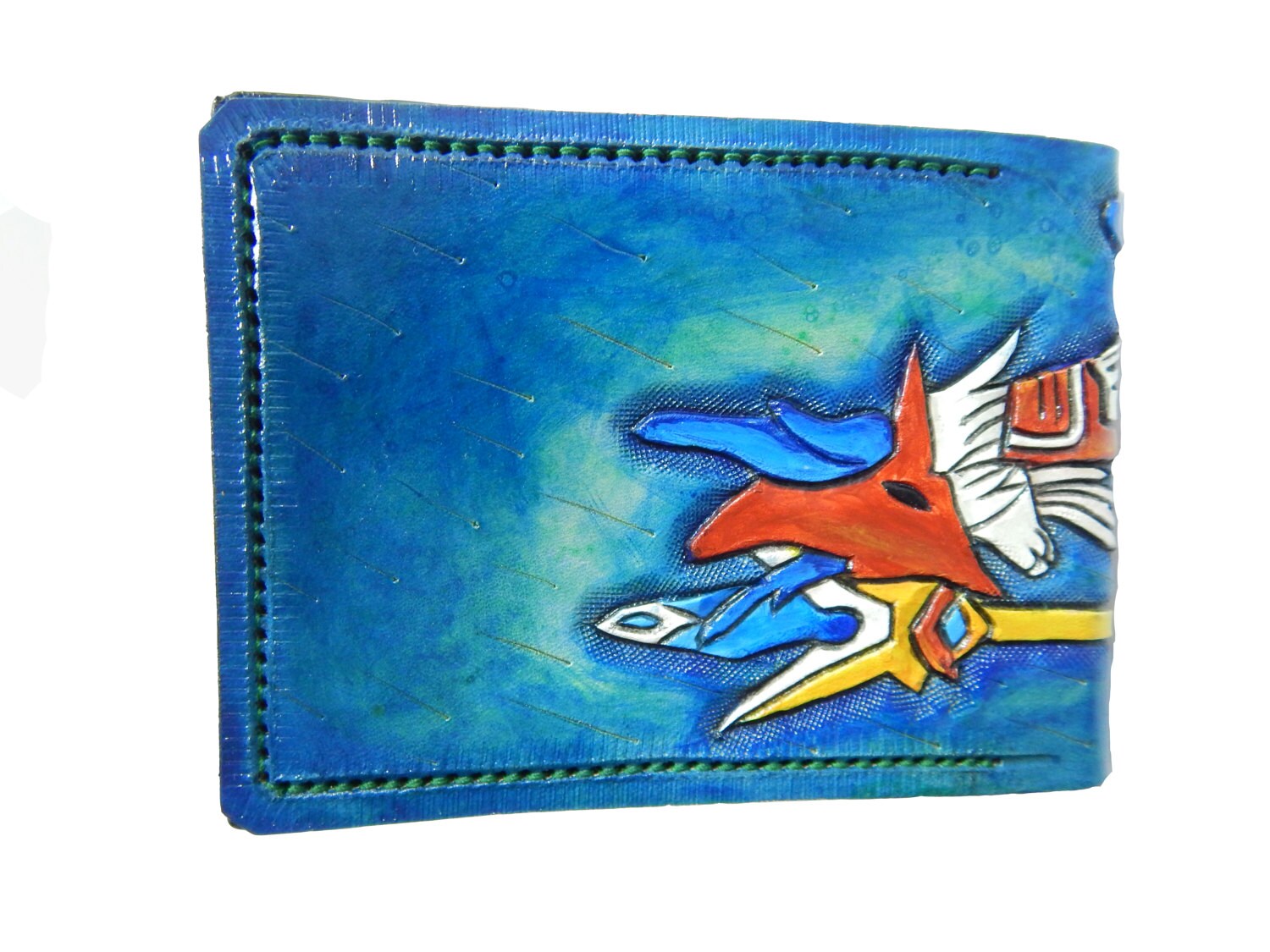 Freya Crescent - Blue version - Leather Bifold Wallet - Handcrafted Final Fantasy inspired Wallet -