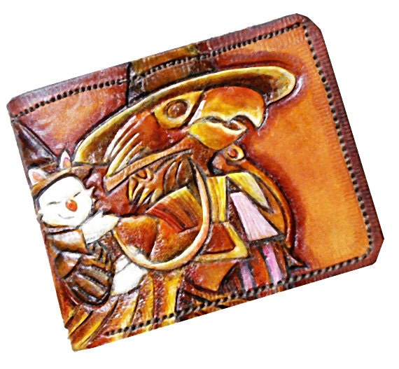 Moogle Mage - Leather Bifold Wallet - Handcrafted Final Fantasy inspired Wallet -
