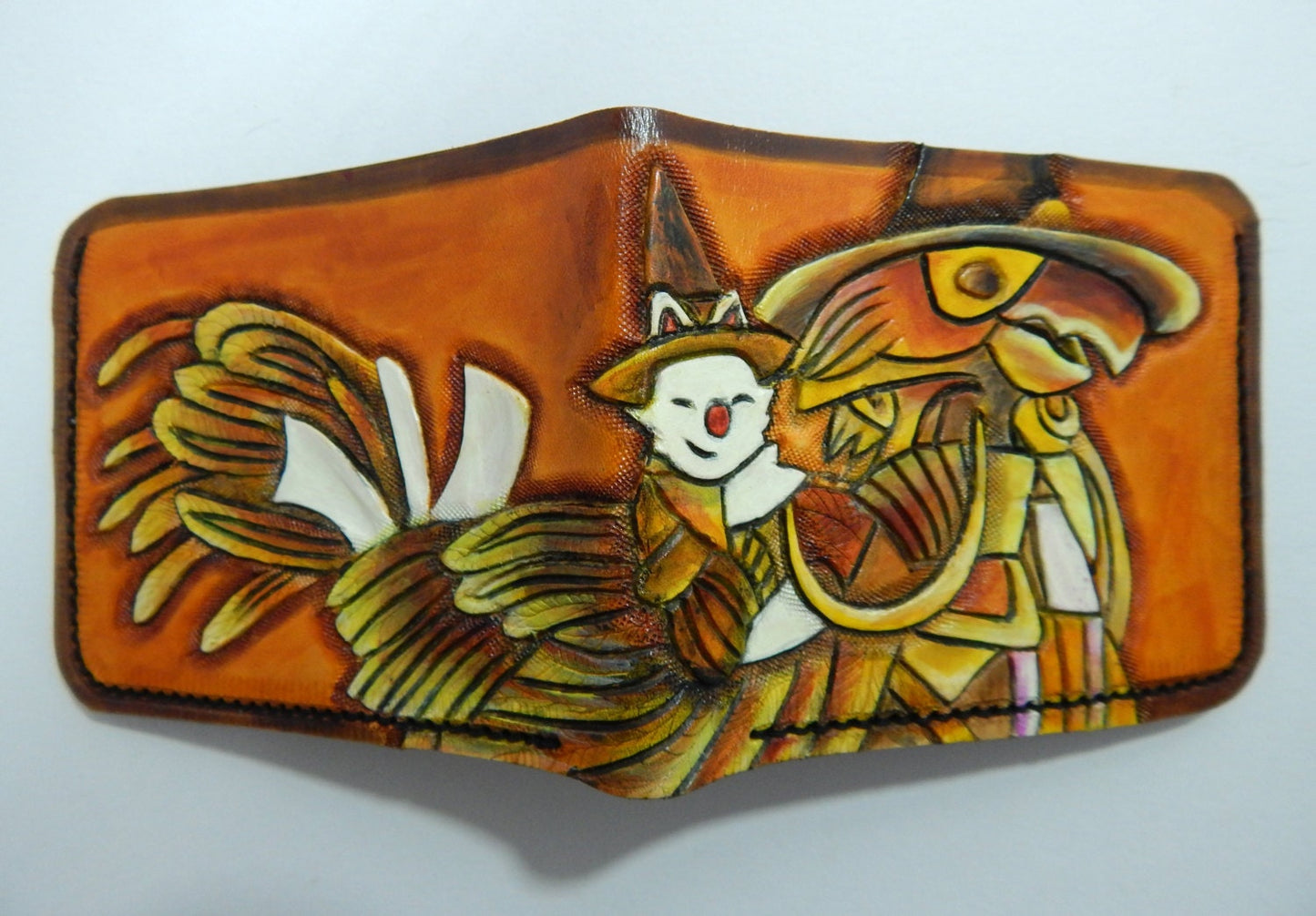 Moogle Mage - Leather Bifold Wallet - Handcrafted Final Fantasy inspired Wallet -