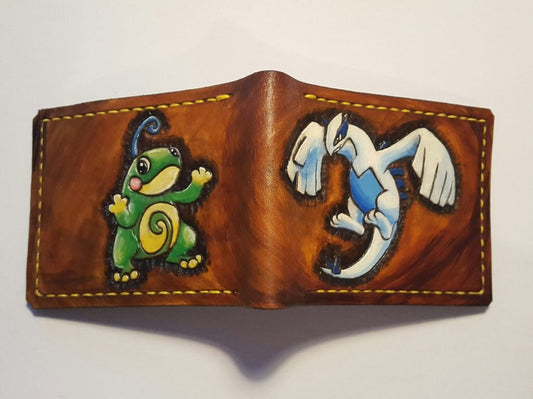 Politoede and Lugia - Leather Bifold Wallet - Handcrafted Wallet -