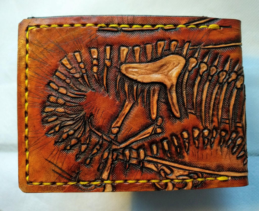 Dragon Skeleton - Fossil - Leather Bifold Wallet - Handcrafted Wallet -