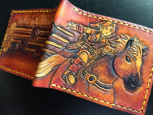 Song of Storms leather wallet- Brown Leather Bifold Wallet - Handcrafted Legend of Zelda Wallet - Link Wallet