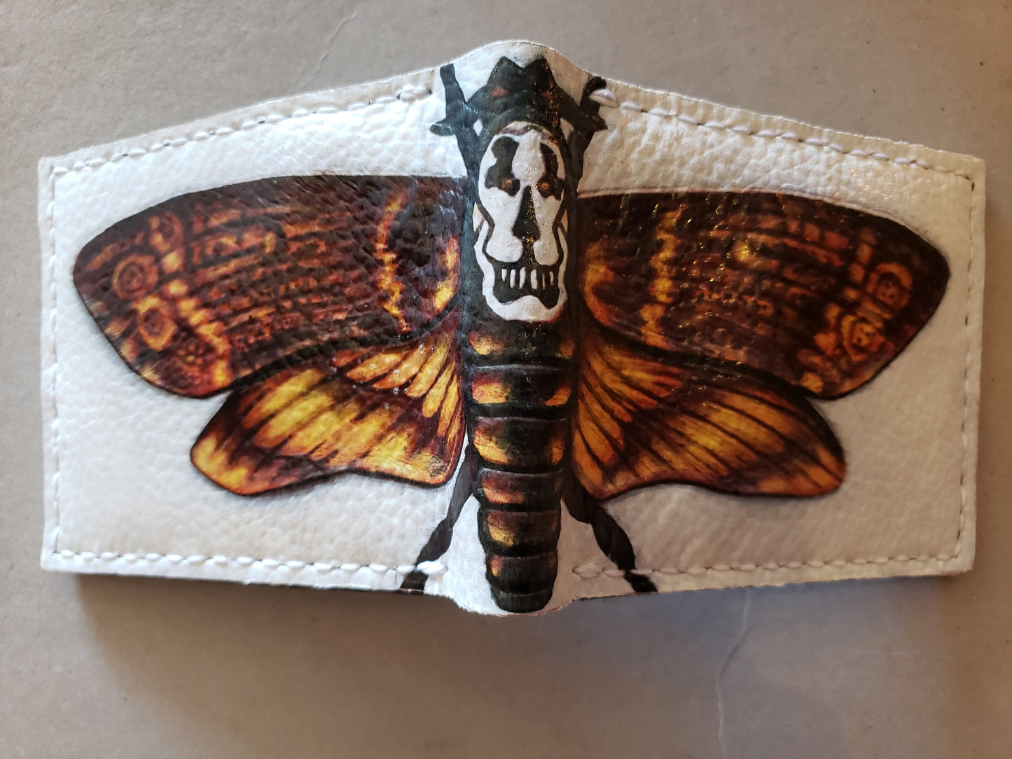 Deaths Head Moth soft version - Leather Bifold Wallet - Handcrafted Wallet -