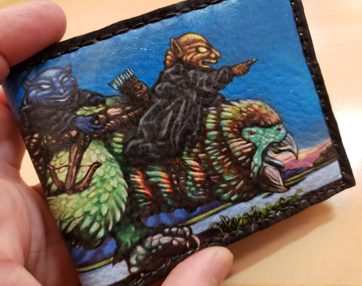 Goblin Beakdog riders version 2 - Soft Leather Bifold Wallet - Dwarf Fortress inspired Wallet -