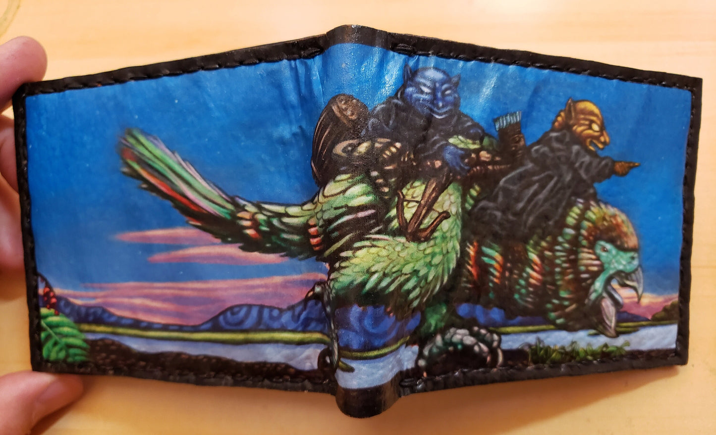 Goblin Beakdog riders version 2 - Soft Leather Bifold Wallet - Dwarf Fortress inspired Wallet -