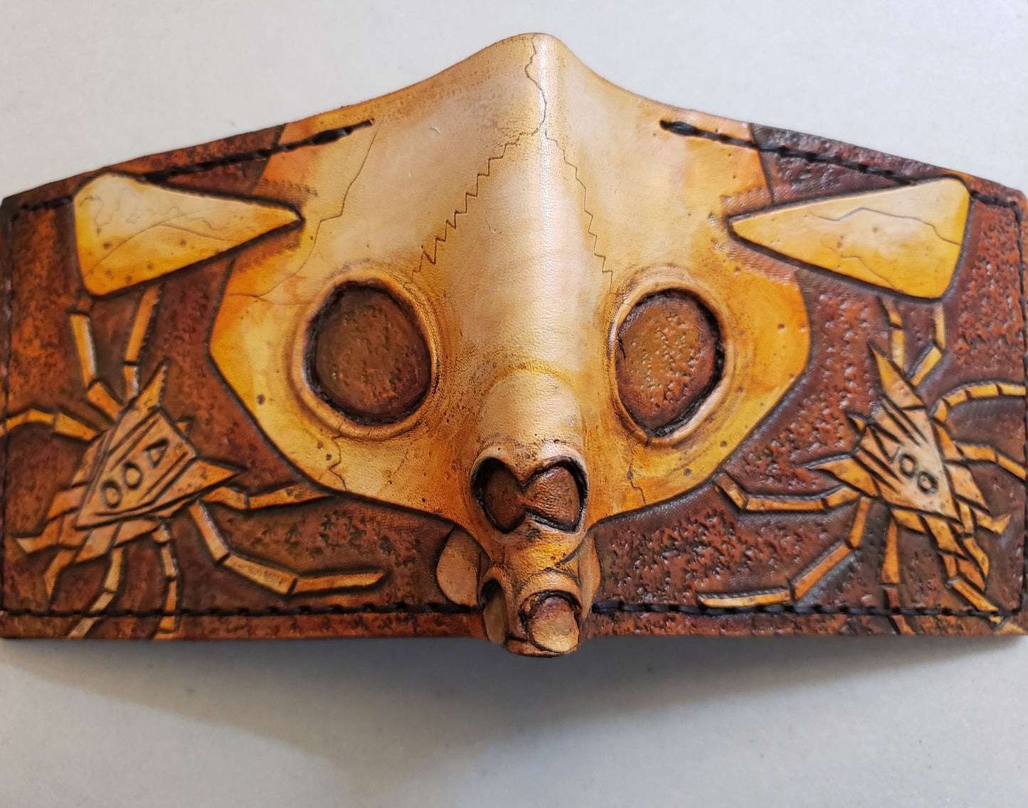 Gold Skulltula Skull Kid leather wallet- Leather Bifold Wallet - Geek Leather Gift - Handcrafted Legend of Zelda Wallet - Link Wallet