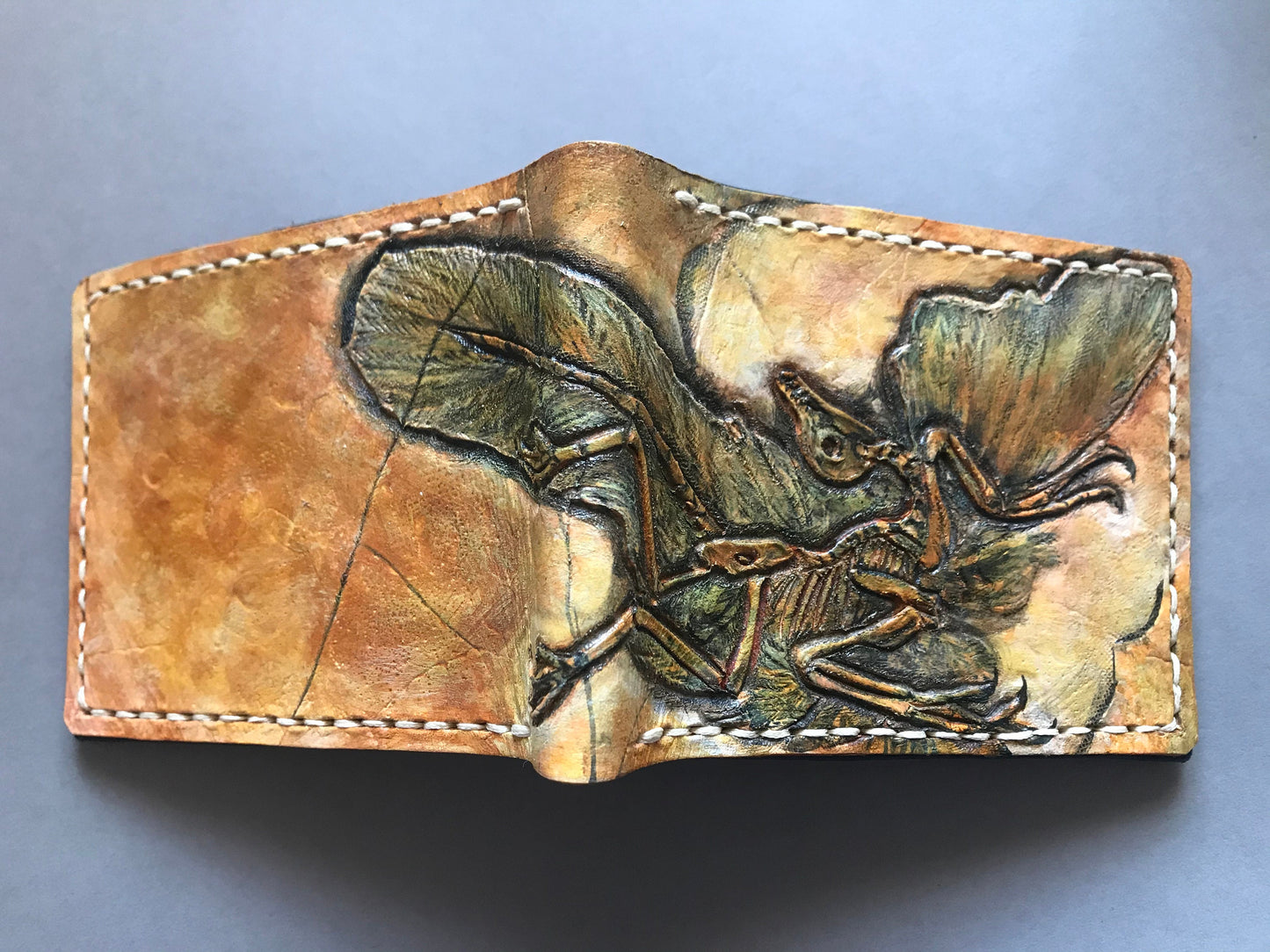 Archaeopteryx fossil Skeleton - Leather Bifold Wallet -