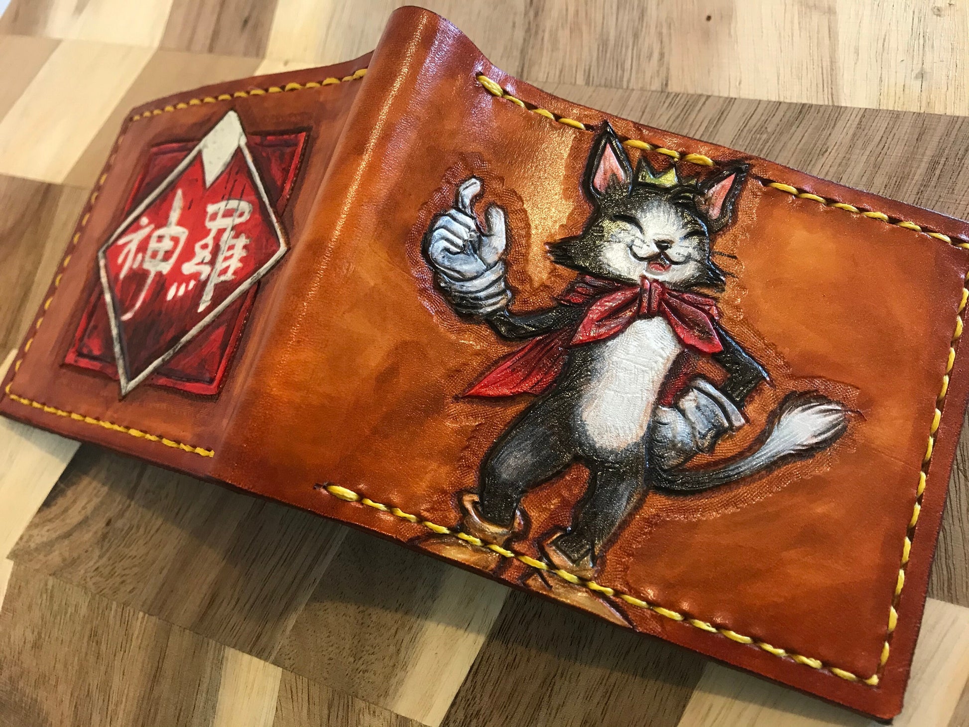 Cait Sith Shinra - Bi fold leather wallet - FF7 -