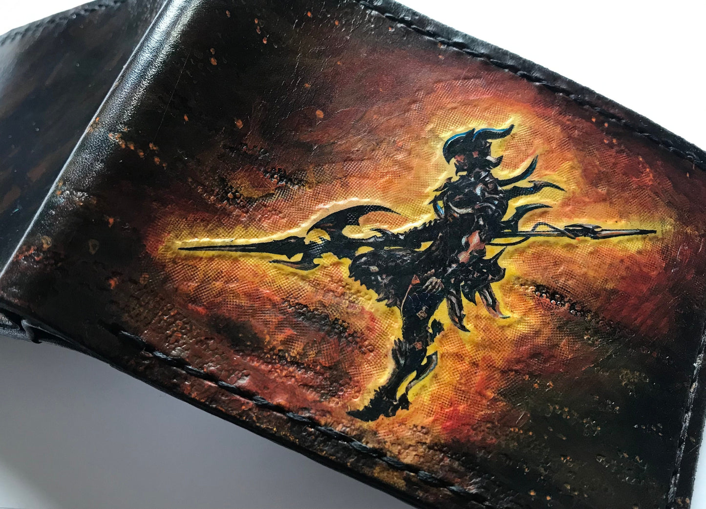 Dragoon - dark Leather Bifold Wallet - Handcrafted Final Fantasy 14 inspired Wallet -