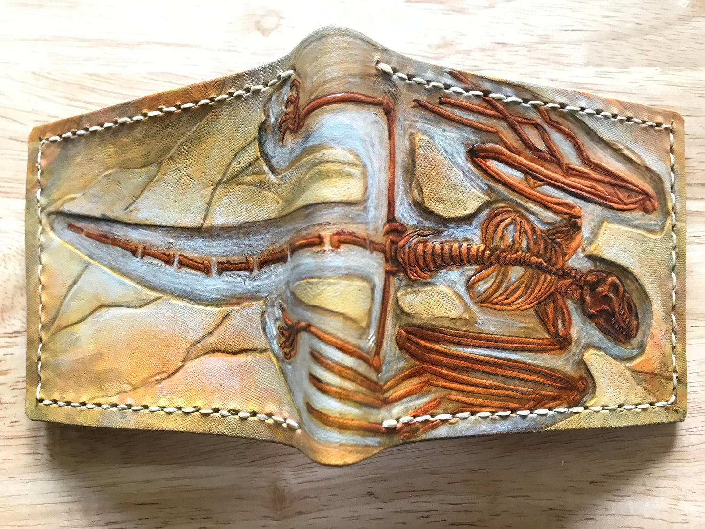 Eocene Bat fossil Skeleton - Leather Bifold Wallet -