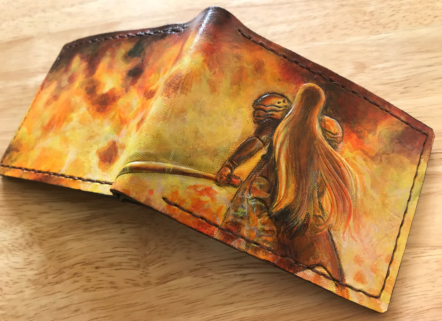 Sephiroth flames- Leather Bifold Wallet - Handcrafted Final Fantasy inspired Wallet -