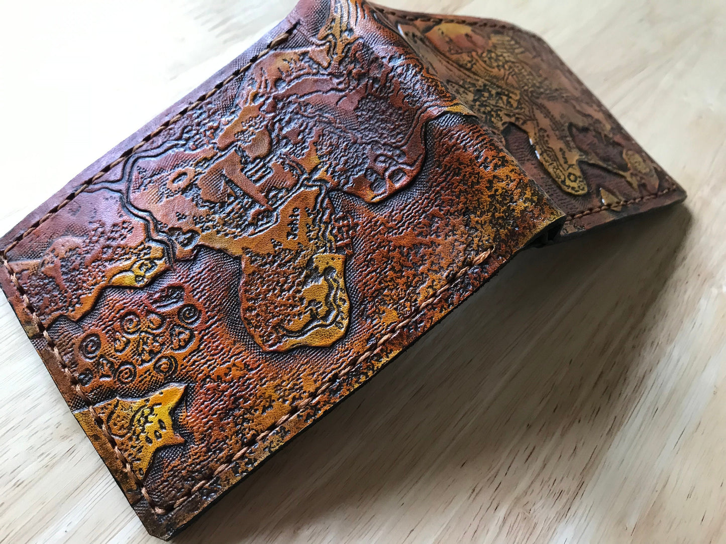 Map of Kanto and Johoto - Leather Bifold Wallet - Handcrafted Wallet -