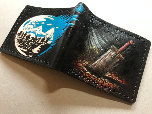 FF7 Meteor Buster Sword - Leather Bifold Wallet - Handcrafted Final Fantasy inspired Wallet -