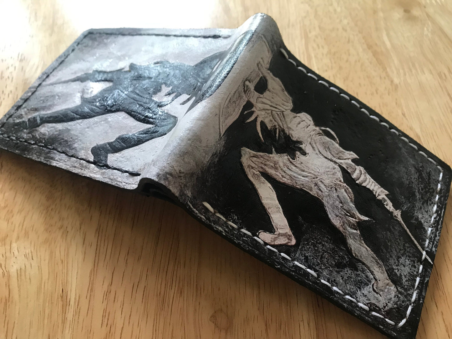 Dark Link - Black and white version - Soft leather wallet- Leather Bifold Wallet - Handcrafted Legend of Zelda Wallet - Link Wallet
