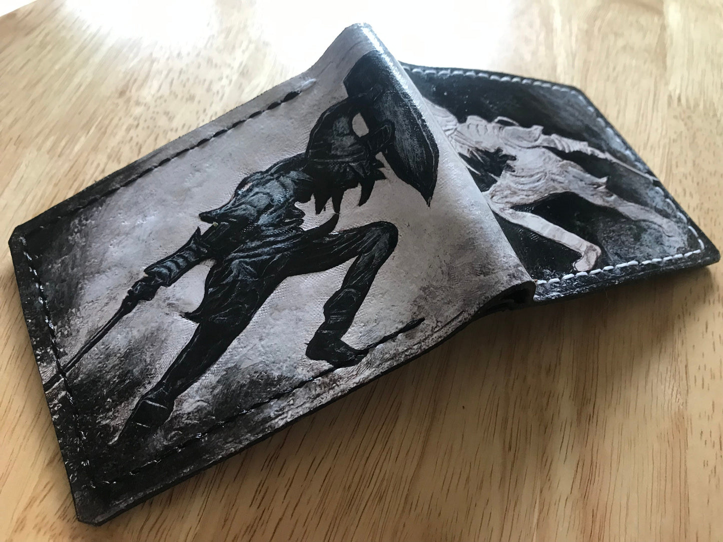 Dark Link - Black and white version - Soft leather wallet- Leather Bifold Wallet - Handcrafted Legend of Zelda Wallet - Link Wallet