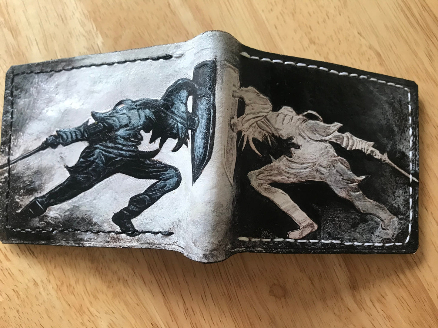 Dark Link - Black and white version - Soft leather wallet- Leather Bifold Wallet - Handcrafted Legend of Zelda Wallet - Link Wallet