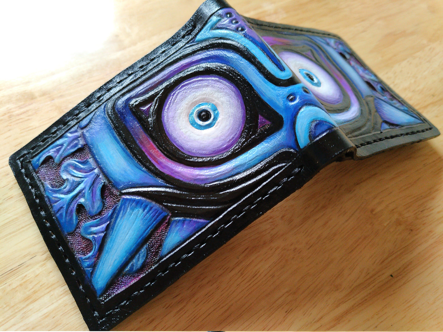 Nocturne Majora - leather wallet- Leather Bifold Wallet - Handcrafted Legend of Zelda Wallet - Link Wallet
