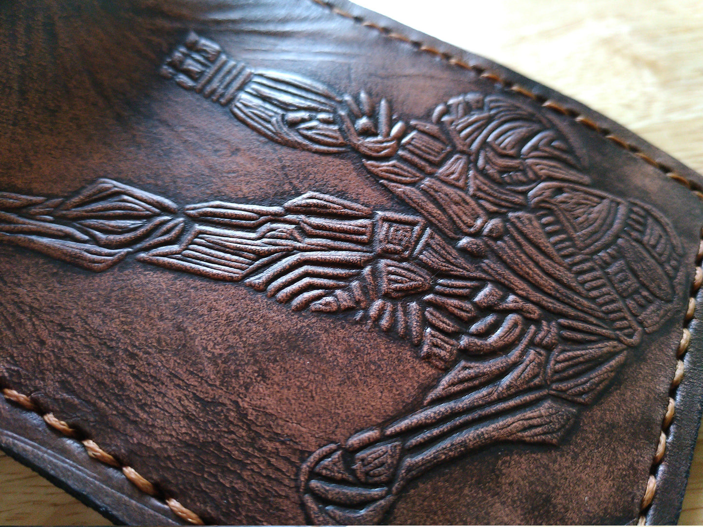 Samus and Ancient Chozo - brown- Leather Bifold Wallet - Handcrafted Wallet -
