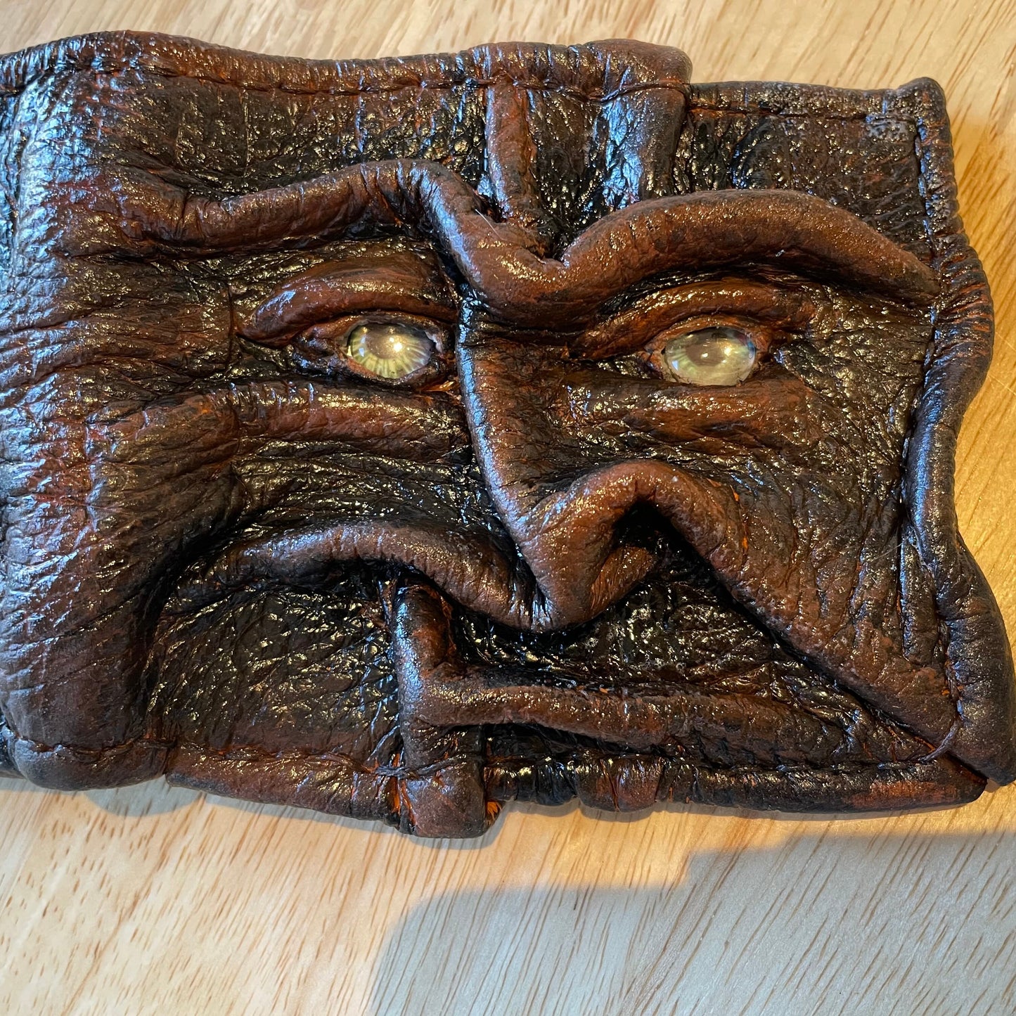 Gnome King - Necromonicon - Oz - Brown version - monster face - Leather wallet.
