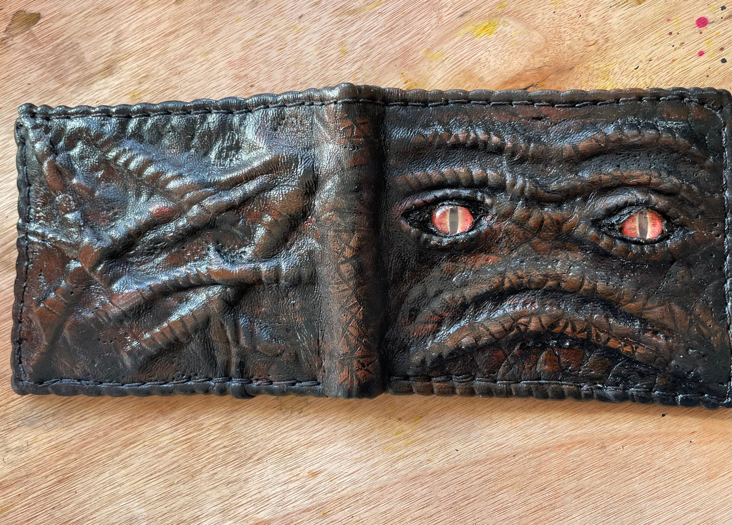 Enderman Eyes bumpy version - Necromonicon - demon eyes - Leather wallet.