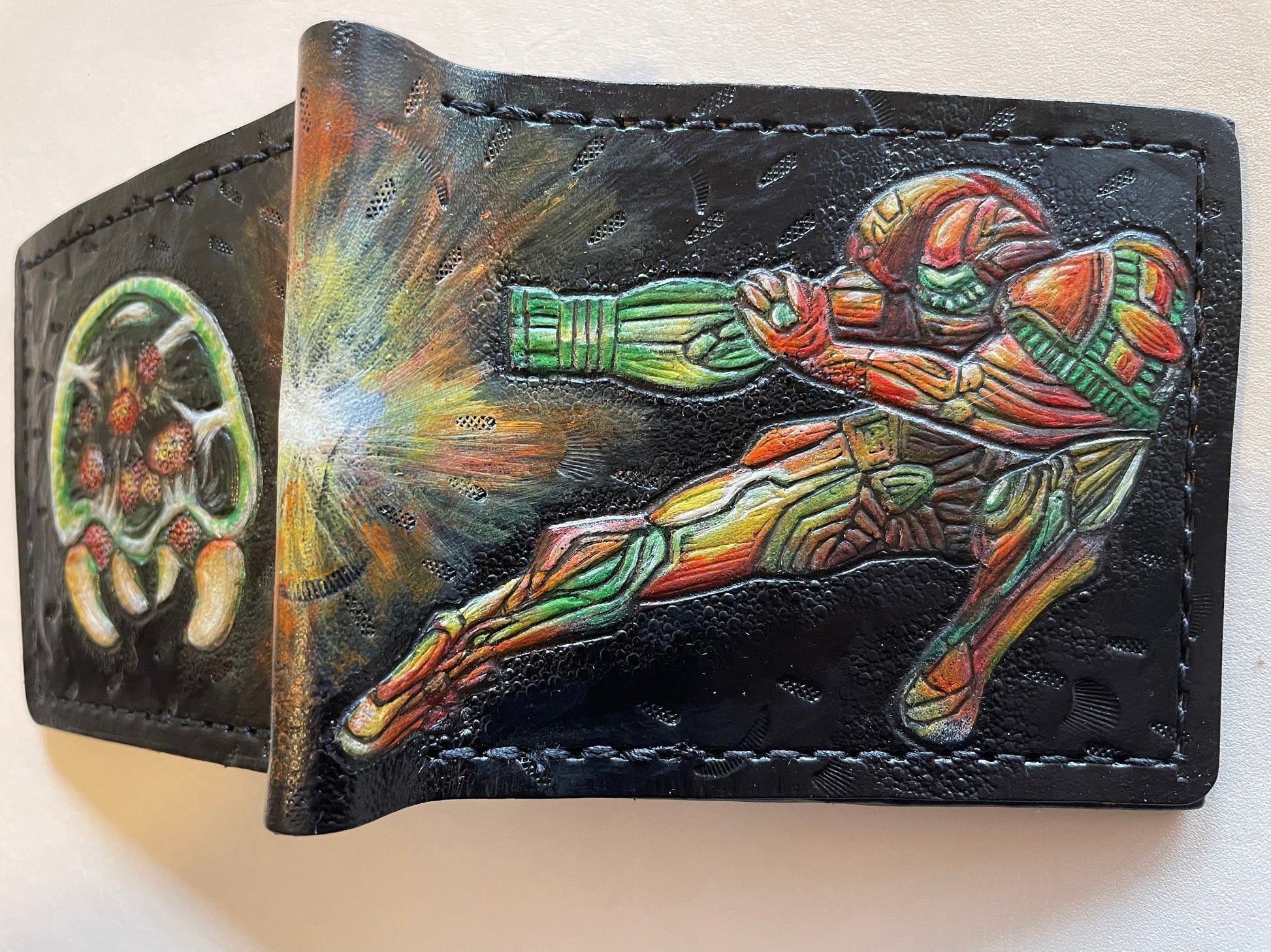Super Metroid - Leather Bifold Wallet - Handcrafted Wallet -