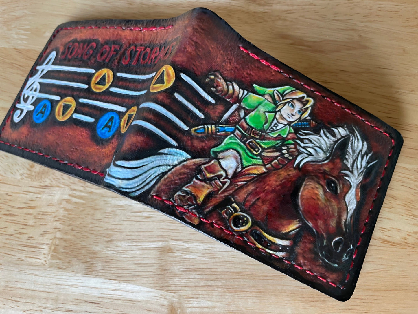 Song of Storms leather wallet- 3D Textured + Watch video- Leather Bifold Wallet - Handcrafted Legend of Zelda Wallet - Link Wallet