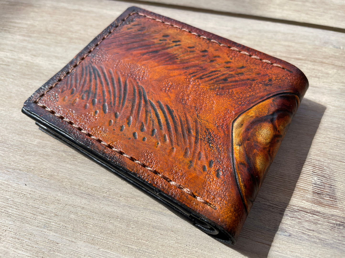 Trilobite Fossil Isotelus Maximus- Leather Bifold Wallet - Handcrafted Wallet -