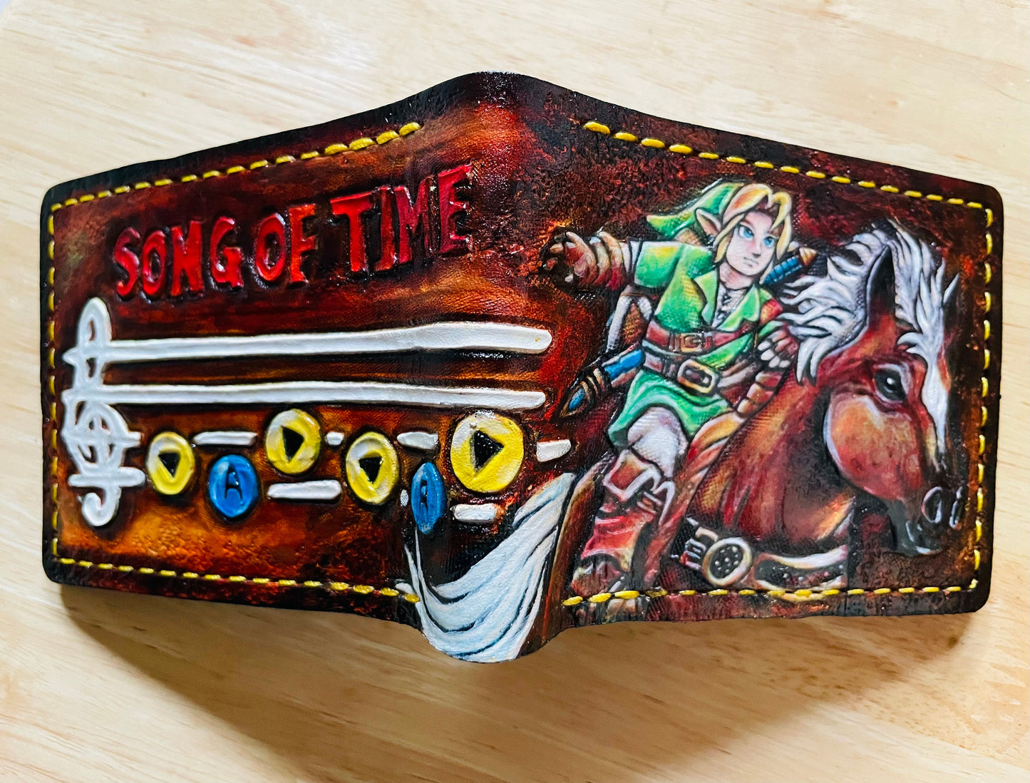 Song of Time leather wallet- Leather Bifold Wallet - Handcrafted Legend of Zelda Wallet - Link Wallet