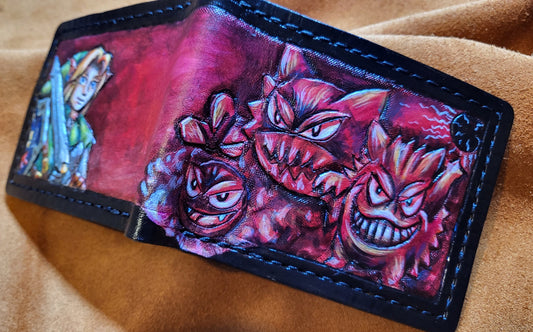 Gengar vrs Link - Leather Bifold Wallet - Handcrafted Wallet -