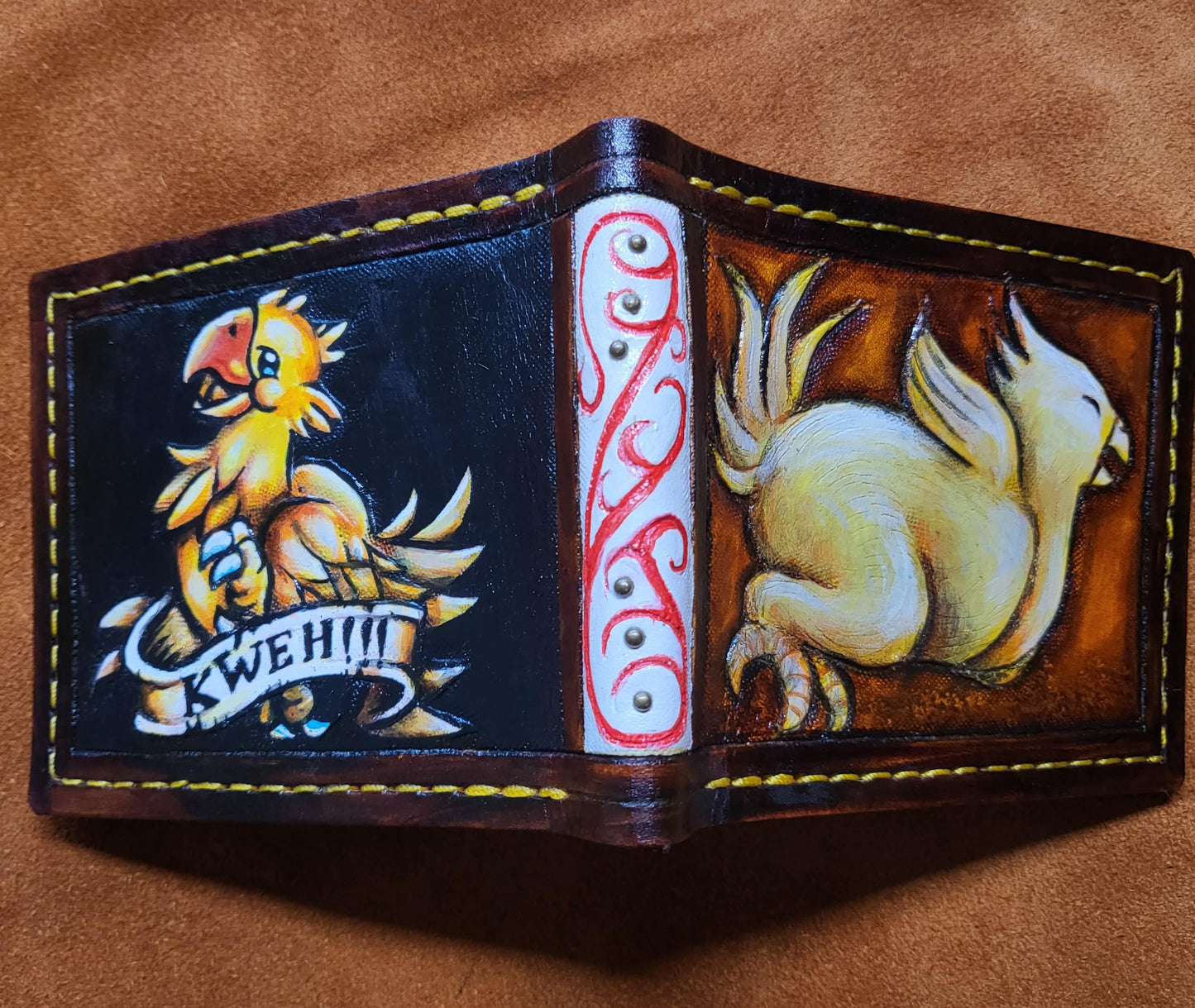 Kweh chocobo's - Leather Bifold Wallet - Handcrafted Final Fantasy inspired Wallet -