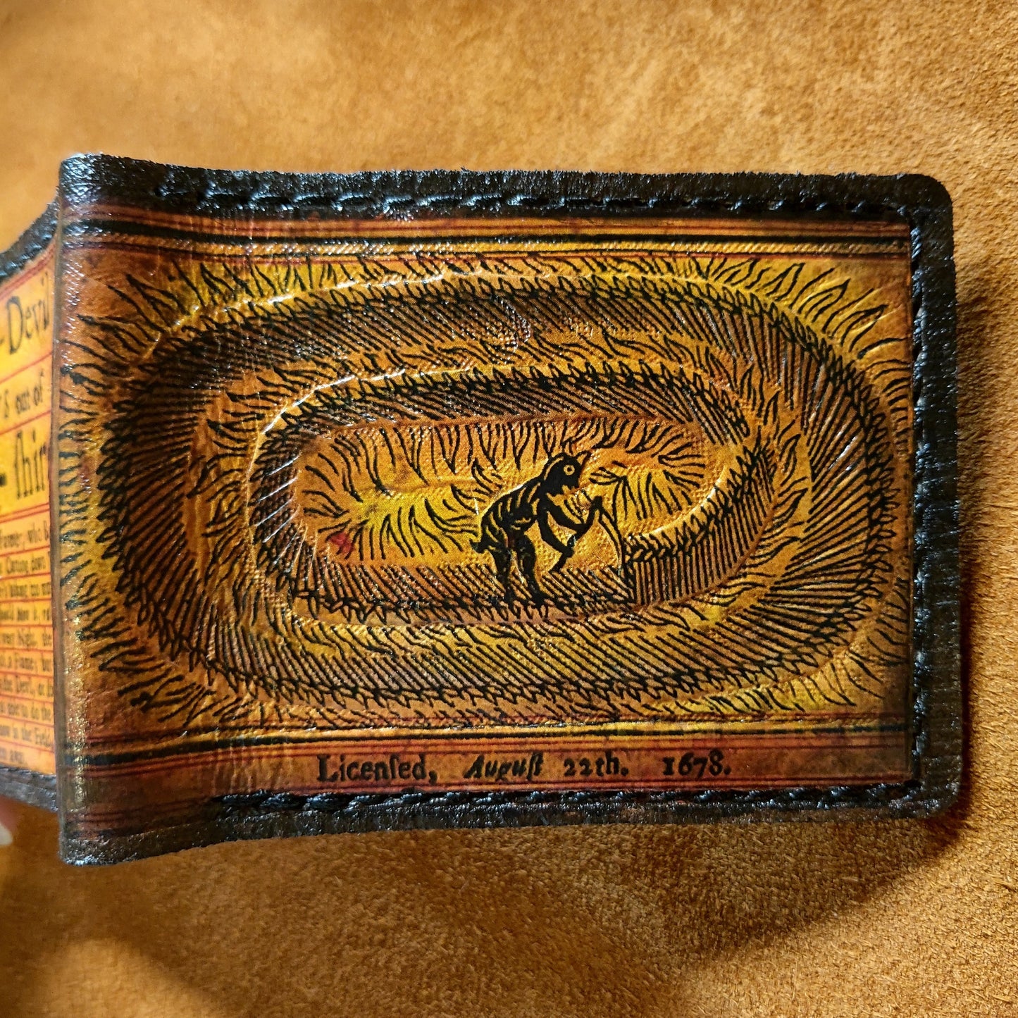 Mowing Devil - Crop Circle - leather wallet- Dark Brown and ivory colour - Leather Bifold Wallet - Handcrafted
