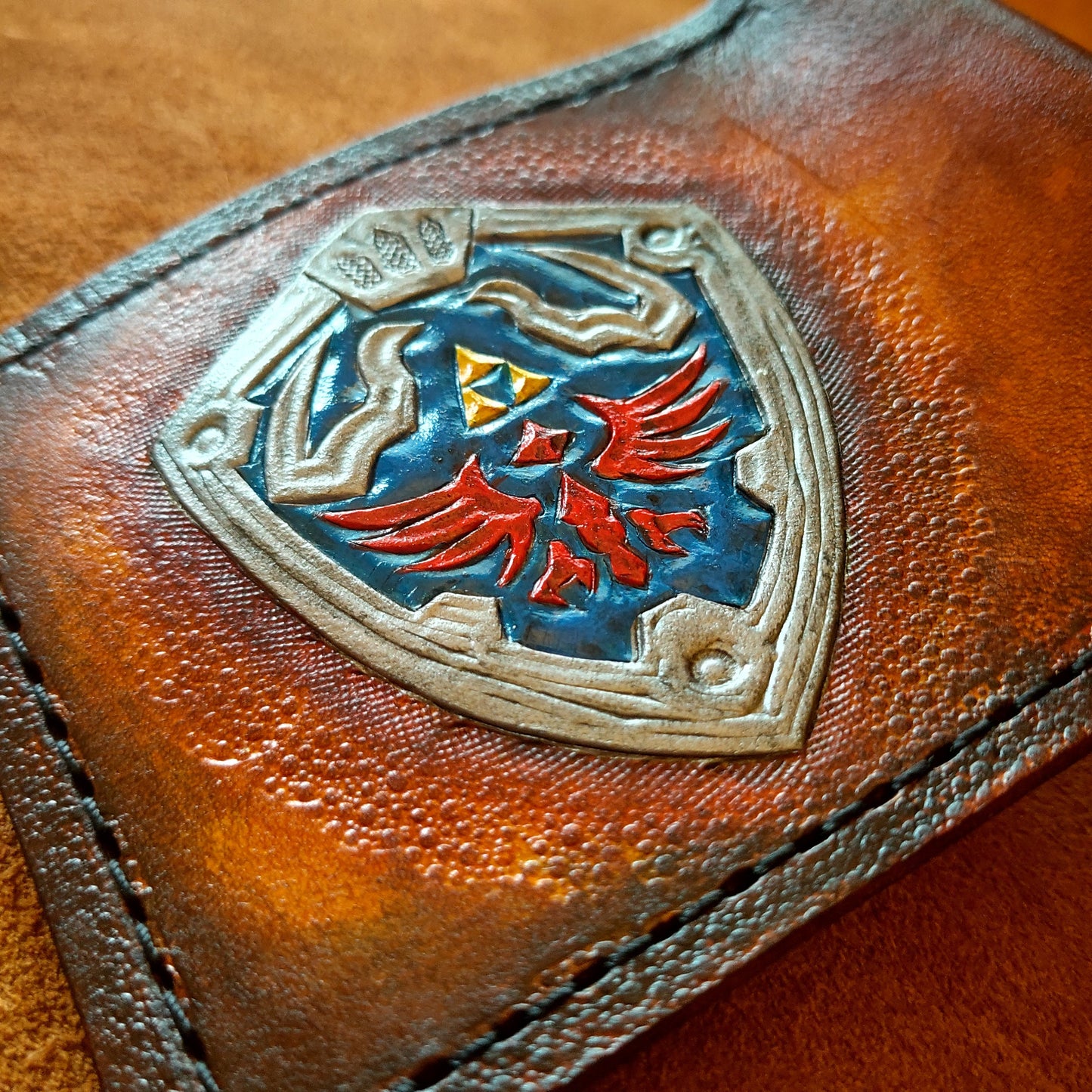 Hyrule Shield and Holy Relics wallet- Leather Bifold Wallet - Handcrafted Legend of Zelda Wallet - Link Wallet