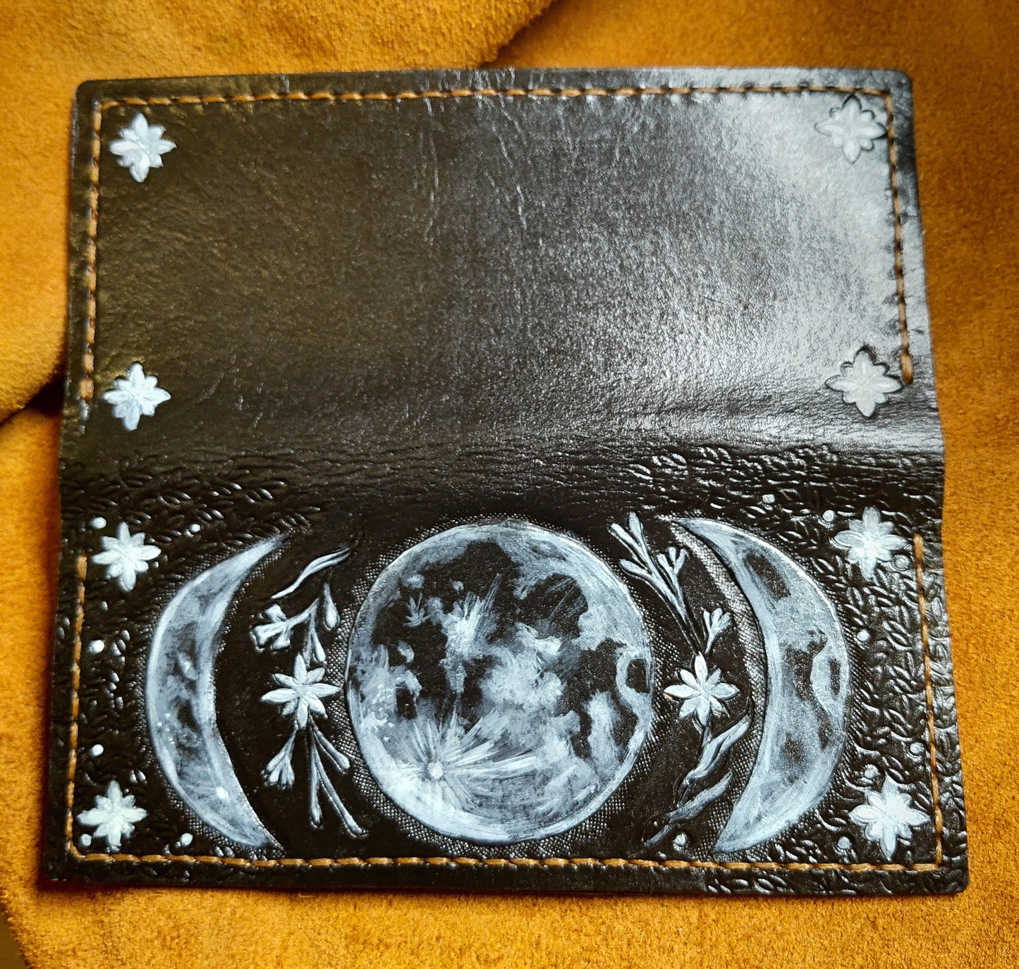 Moon Phases - long version - Leather Bifold Wallet