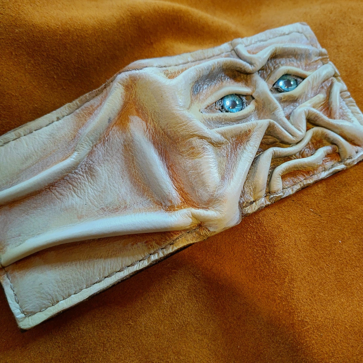 Gnome King - Necromonicon - Oz - demon eyes - monster face - Leather wallet.