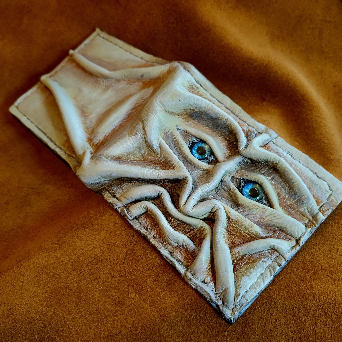 Gnome King - Necromonicon - Oz - demon eyes - monster face - Leather wallet.