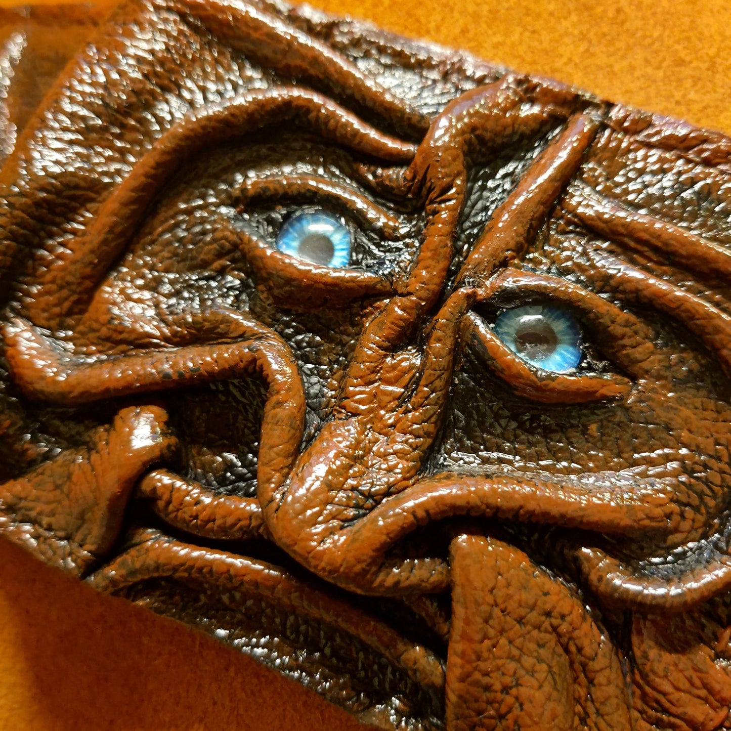 Gnome King - brown version - Necromonicon - Oz - demon eyes - monster face - Leather wallet.