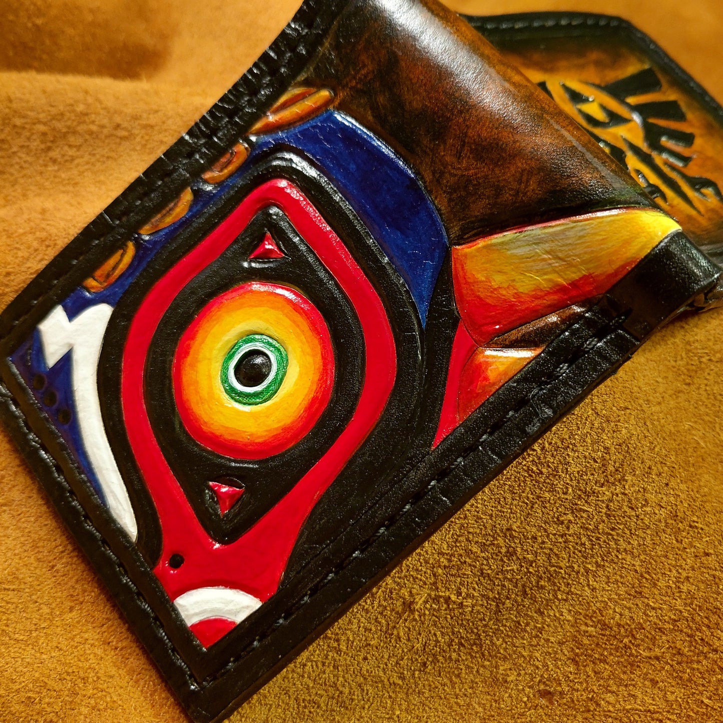 Full Color Majora Hyrule leather wallet- Leather Bifold Wallet - Handcrafted Legend of Zelda Wallet - Link Wallet