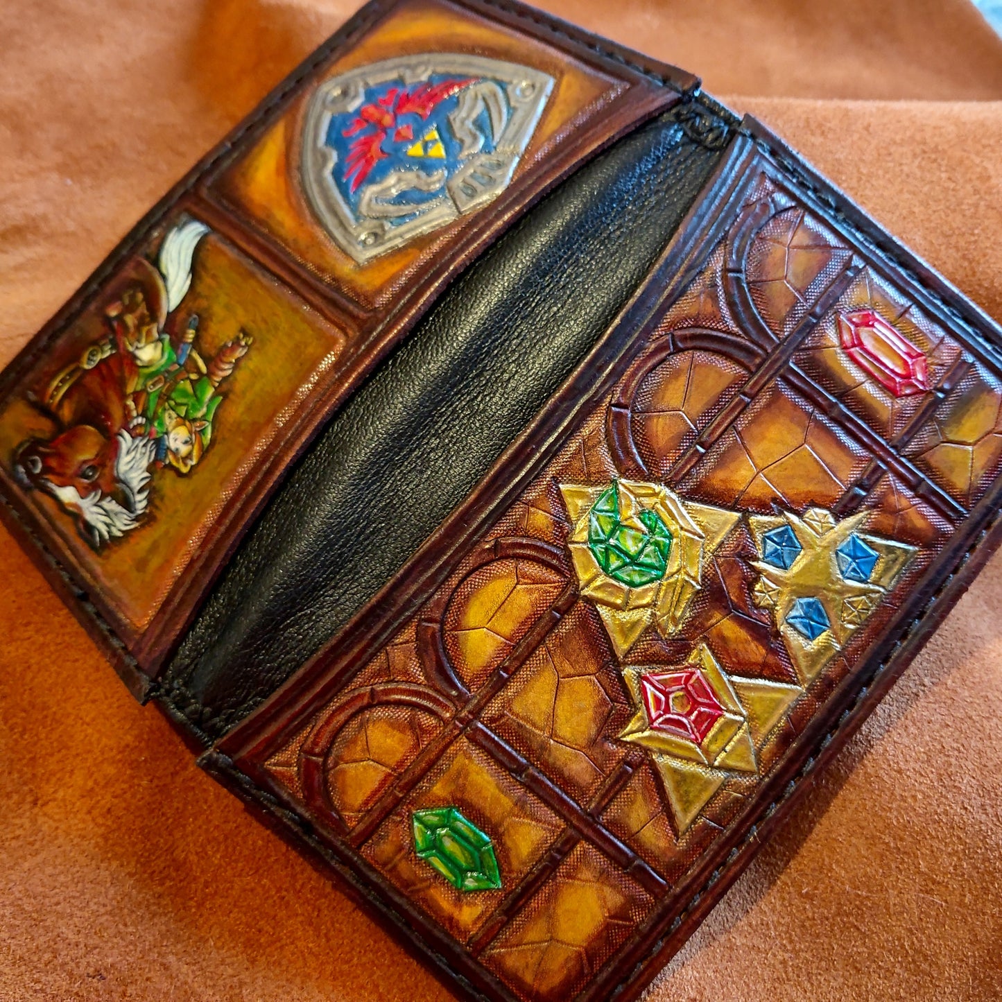 The Giants Wallet - Long leather wallet- brown version - Leather Bifold Wallet - Handcrafted Legend of Zelda Wallet - Link Wallet